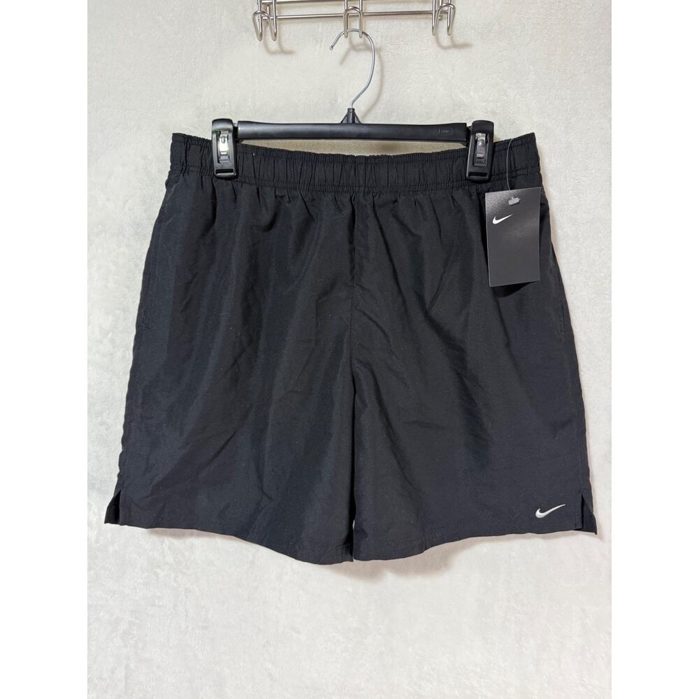 Nike Solid Black Woven Swim Trunks Mens Size L NESSA559-001 *NWT